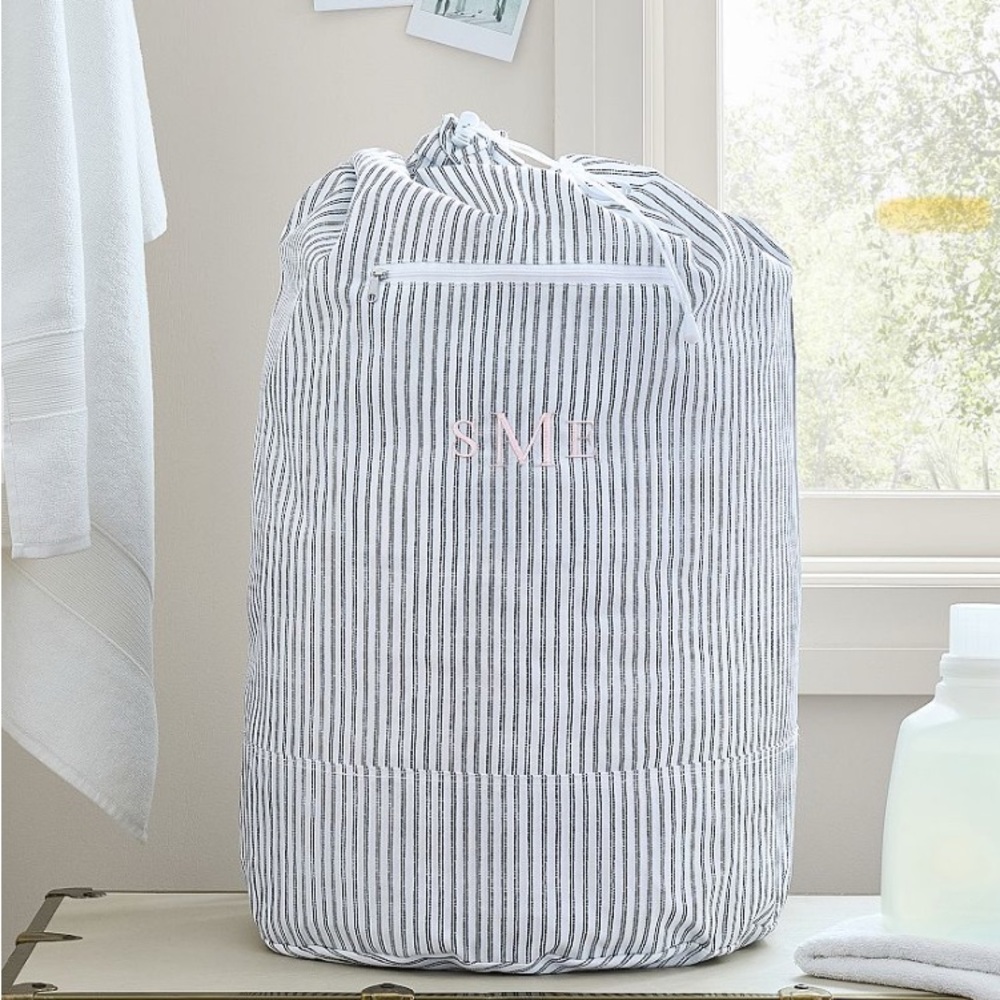 Pottery Barn Teen Blue and White Striped Garment Bag